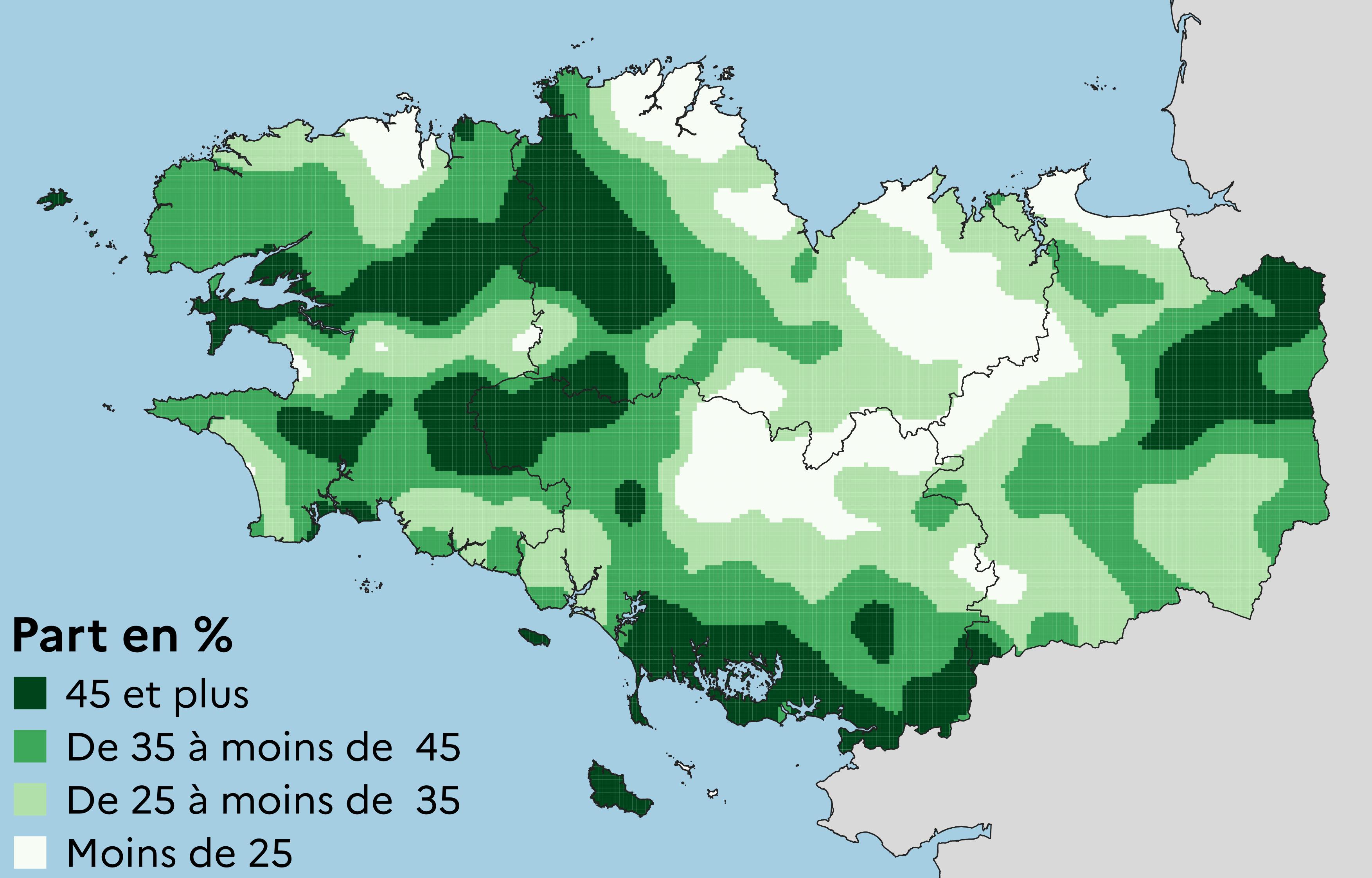 Figure 3 – Part du fourrage* hors maïs dans la surface agricole utilisée en 2023 - voir la transcription ci-dessous
