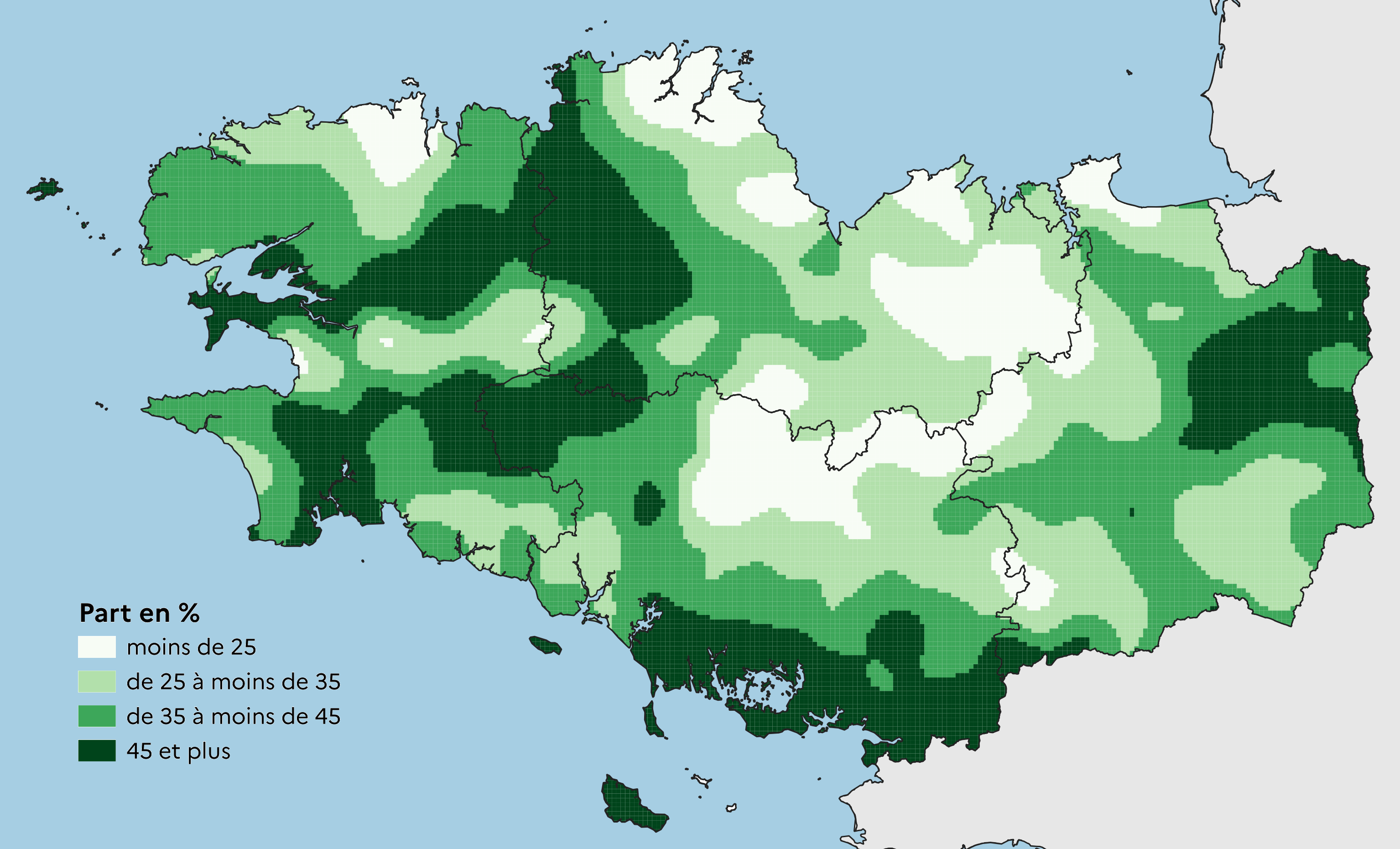 Figure 3 – Part du fourrage* hors maïs dans la surface agricole utilisée en 2024 (en %) - voir la transcription ci-dessous