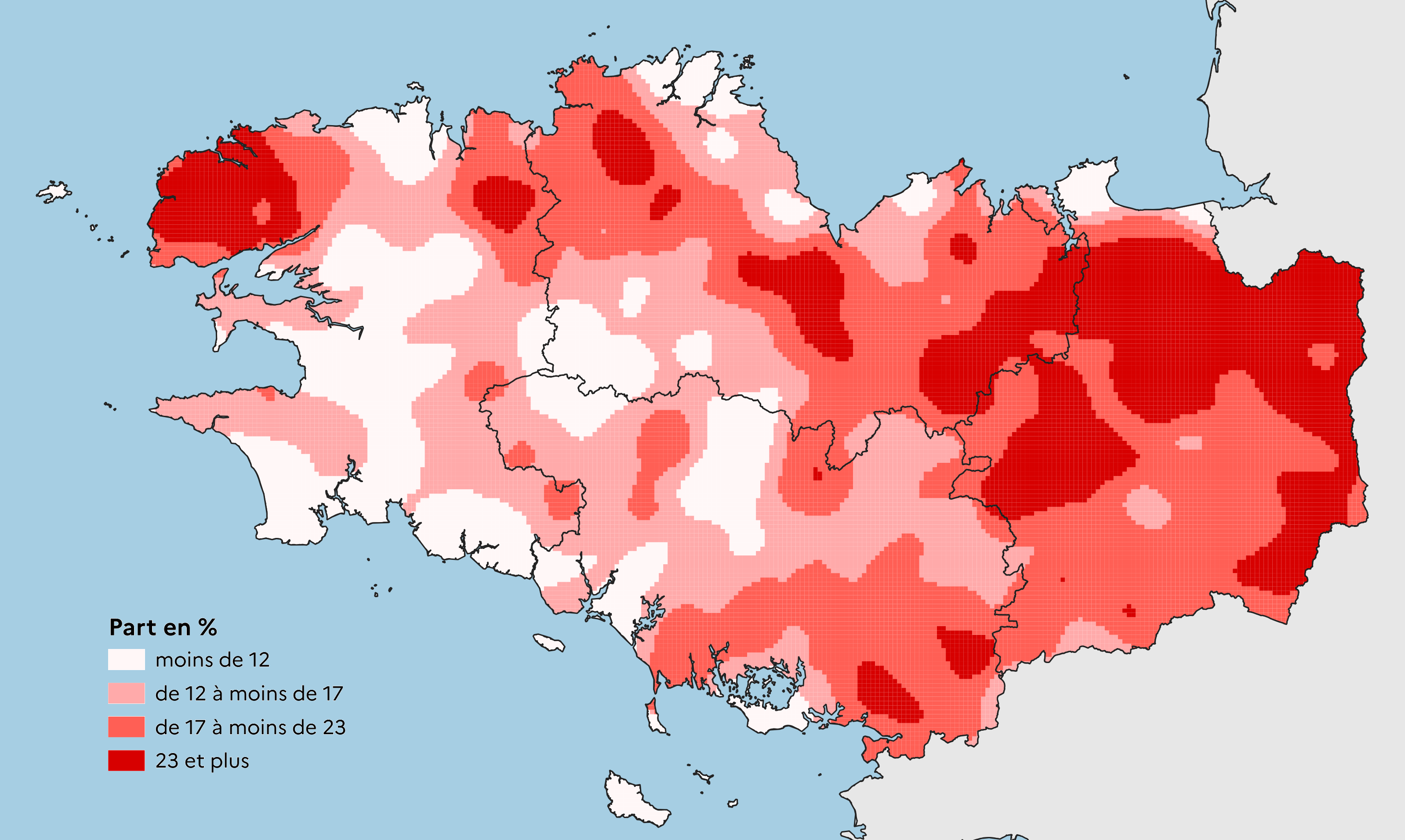 Figure 4 – Part du maïs fourrage dans la surface agricole utilisée en 2024 (en %) - voir la transcription ci-dessous