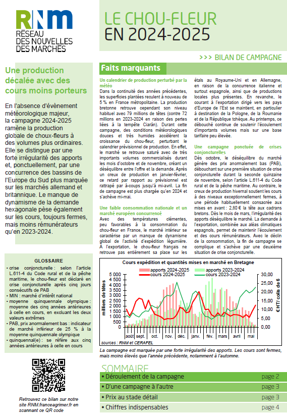 Aperçu de la première page de la publication du Réseau des nouvelles du marché