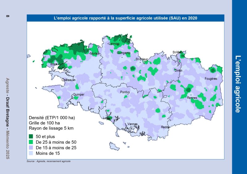 Image 2 : Aperçu de la page 8 du Mémento 2025 (emploi agricole)